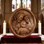 Holy Family Wooden Plaque: A Christian Symbol of Love, Faith, & Family - size and finish detail