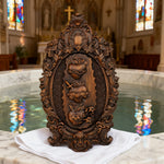 Three Sacred Hearts of the Holy Family | Solid Wood Carving Gift - design detail