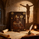 Saint Patrick Wood Carved Icon - craftsmanship detail