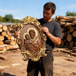 “St. Joseph & Child Jesus” Hand-Carved Wood Icon – A Timeless Christian Gift for Father’s Day & Faithful - craftsmanship detail