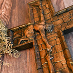 mokarve Savior Jesus Cross - Carved from Natural Wood - mokarve
