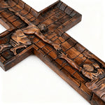 mokarve 6 inches Savior Jesus Cross Wood carving - Mini version - Christian gift presentation
