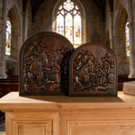 Natural Beech Nativity Scene Wood Carving Plaque: The Heart of Christmas in Handcrafted Wood - side view