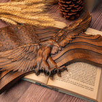 American flag with eagle wooden sign, eagle flag wood carving wall decoration, 3D engraving USA flag and bald eagle - mokarve