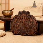 Sacred Hearts of Jesus & Mary Beechwood Plaque – Hand-Carved Devotional Art for Home Prayer - design detail