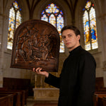 Natural Beech Nativity Scene Wood Carving Plaque: The Heart of Christmas in Handcrafted Wood - craftsmanship detail