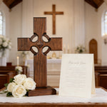 Irish Celtic Cross Wooden Hand Carved Cross for Wall Decor, Religious Gift Cross - design detail