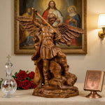 Boxwood Archangel Michael Carving: A Christmas Gift of Divine Protection - product view