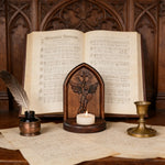 Archangel Michael Hand-Carved Beech Wood Candle Holder: A Sanctuary of Faith - craftsmanship detail