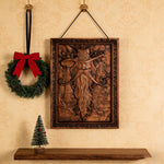 Natural Ash Wood Magician Carved Art: Whimsy Woven in Warm Wood - size and finish detail