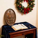 Our Lady of Fatima Wood Carving Decoration - Virgin Wall Pendant - craftsmanship detail