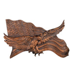 American flag with eagle wooden sign, eagle flag wood carving wall decoration, 3D engraving USA flag and bald eagle - mokarve
