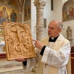 Handcarved Beechwood Crucifix Relief — Let His Sacrifice Settle Into Your Days - craftsmanship detail