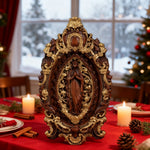 Hand-Carved Our Lady of Grace Wooden Icon: A Christian Symbol of Mary’s Devotion - craftsmanship detail