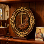 Jesus Hill Garden Prayer Plaque Wood Carving - craftsmanship detail
