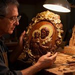 “St. Joseph & Child Jesus” Hand-Carved Wood Icon – A Timeless Christian Gift for Father’s Day & Faithful - side view