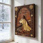Jesus in Gethsemane Hand-Carved Wood Wall Art: The Weight of His Humble Sorrow - size and finish detail