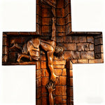 mokarve 6 inches Savior Jesus Cross Wood carving - Mini version - size and finish detail