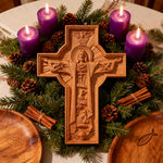 mokarve Ascension of Jesus wood carving cross - side view
