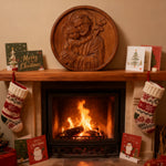 Joseph and Baby Jesus wood carving plaque - Father‘s day gift - Christian gift presentation