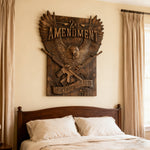 Handcrafted Solid Wood Wall Art - Commemorating the Second Amendment - design detail