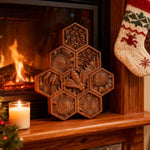 “Bee & Honeycomb” Hand-Carved Wood Wall Art – A Christian Symbol of Diligence & Divine Provision - design detail