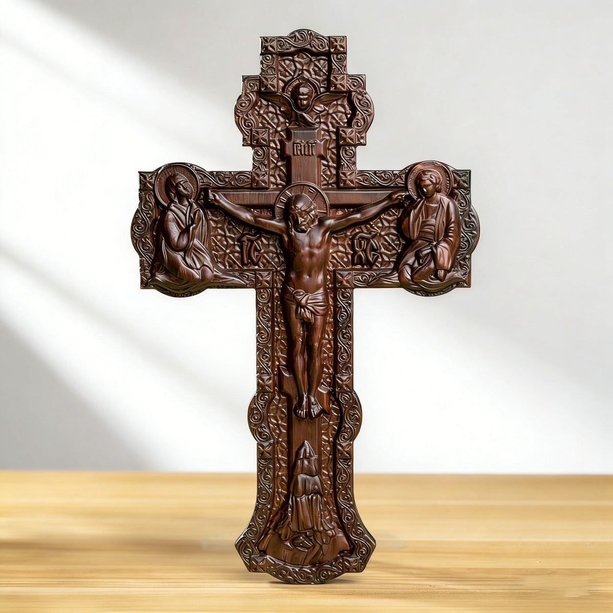 A Sacred Presence for Your Home: Hand-Carved Orthodox Cross - craftsmanship detail