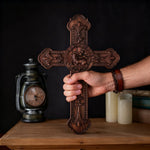Lamb of God Wood Carving Cross Wall Decor - Paschal lamb - craftsmanship detail