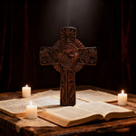 Eucharistic Chalice Wooden Cross: A Christian Symbol of the Last Supper & Redemption - size and finish detail