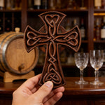 Celtic Love Cross Wood Wall Decor - size and finish detail