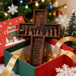 Nativity Scene Crucifix Wooden Wall Decoration - Christian gift presentation