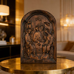 【Holy Trinity Wood Carving】Handcrafted Beech Wood Icon Three Graces Colorway Home Prayer Altar Spiritual - craftsmanship detail