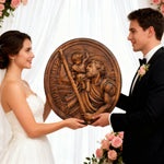 St.Christopher Christian Wood Carving Plaque/The patron saint of travelers - product view