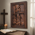 God's Redeeming Hand Beech Wood Carving Wall Decoration - product view