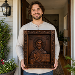 Jesus Christ Pantocrator Wood Carving - side view