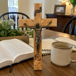 Holy City Wood Olive Wood Crucifix with Bronze Christ — Handcrafted Prayer Cross for Christian home decor and prayer spaces