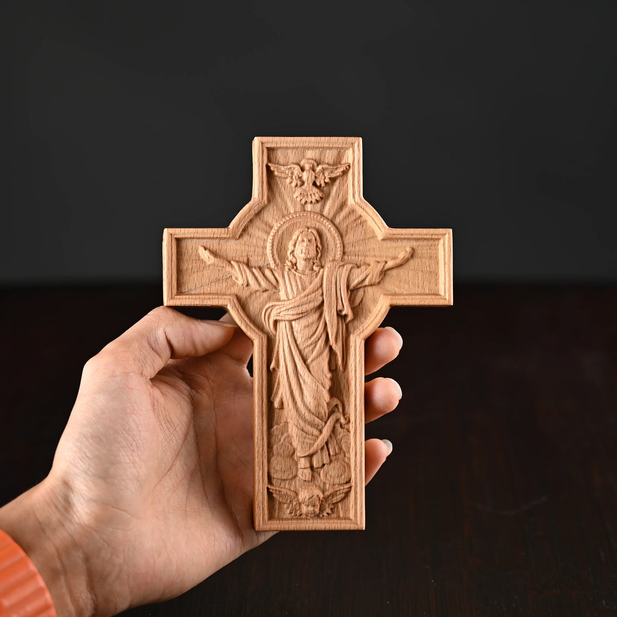 mokarve Ascension of Jesus wood carving cross —The best gifts for Easter - mokarve