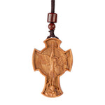 St. Michael the Archangel Wooden Cross Pendant - product view