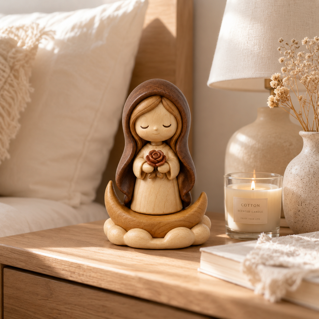 Original Wooden Virgin Mary Blessing Decor