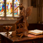 Boxwood Archangel Michael Carving: A Christmas Gift of Divine Protection - product view