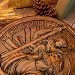 St.Christopher Christian Wood Carving Plaque/The patron saint of travelers - mokarve