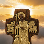 Good Shepherd Wooden Cross: A Religious Gift of Endless Care & Guidance - craftsmanship detail