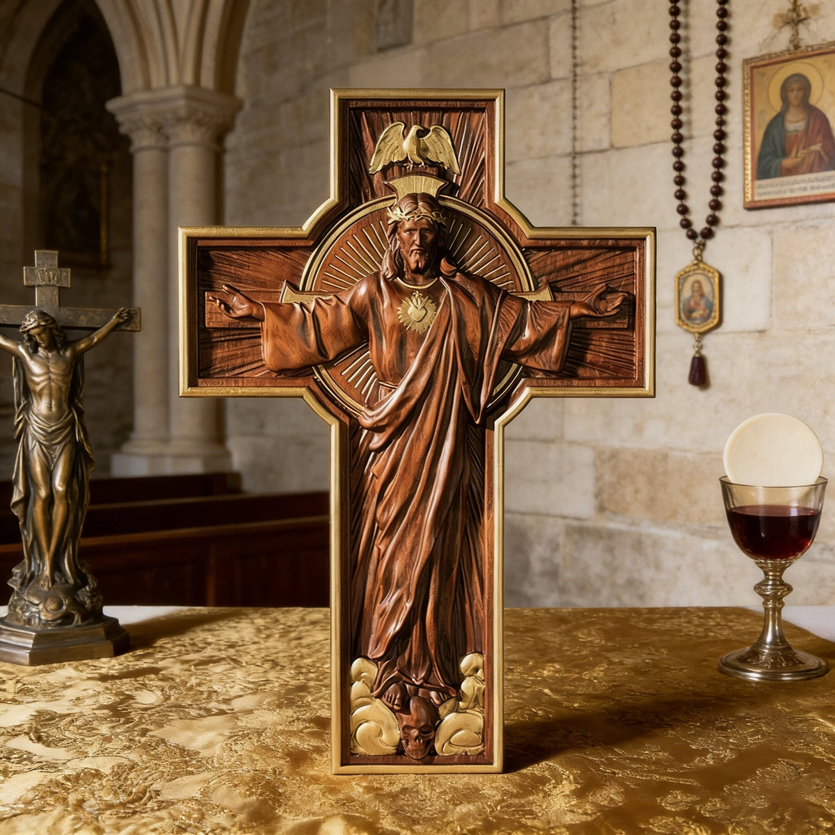 New Ascension Cross: Glory of Resurrection & Proclamation of Redemption for Christian home decor and prayer spaces