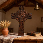 Eucharistic Chalice Wooden Cross: A Christian Symbol of the Last Supper & Redemption - design detail