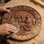 The Last Supper Round Wooden Sculpture - design detail