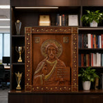 Jesus Christ Pantocrator Wood Carving - size and finish detail