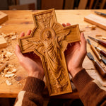 Ascension of Jesus wood carving cross - product view