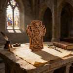 Archangel Michael Hand-Carved Ashwood Cross Plaque - product view