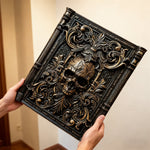 Ornate Skull Carved Wood Wall Art: Timeless Baroque-Inspired Decor - side view