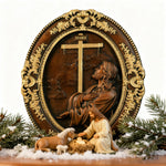 Jesus Hill Garden Prayer Plaque Wood Carving - Christian gift presentation